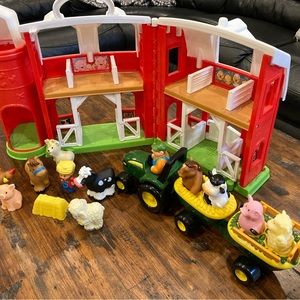 Fisher-Price Little People Farm & Tomy John Deere Animal Sounds Hayride